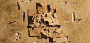 Discovery of ruins of ancient Turkic monument surrounded by 14 pillars with inscriptions