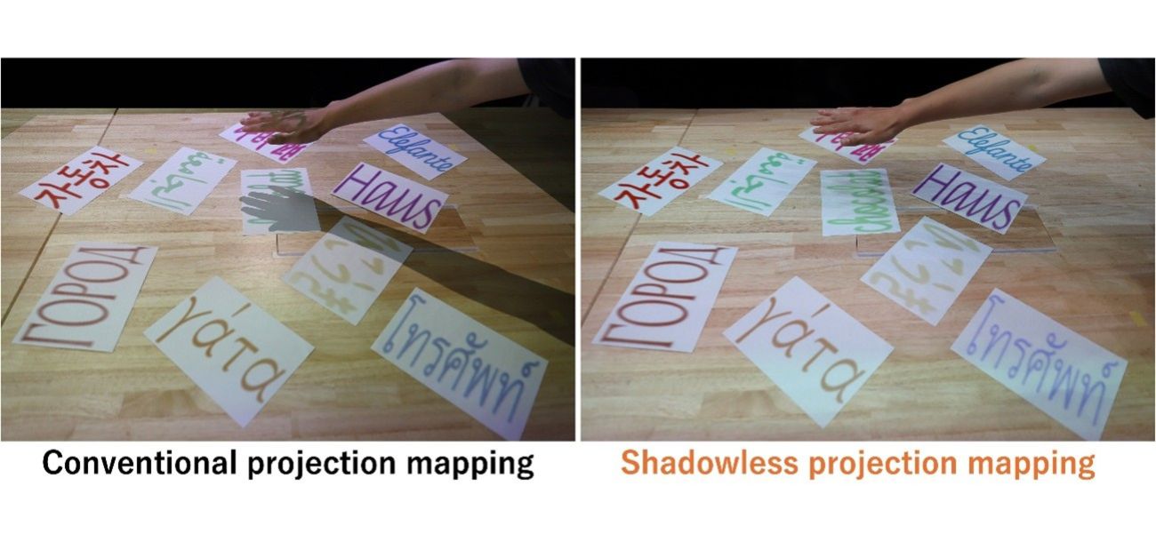 Light becomes matter: shadowless projection mapping makes images indistinguishable from print