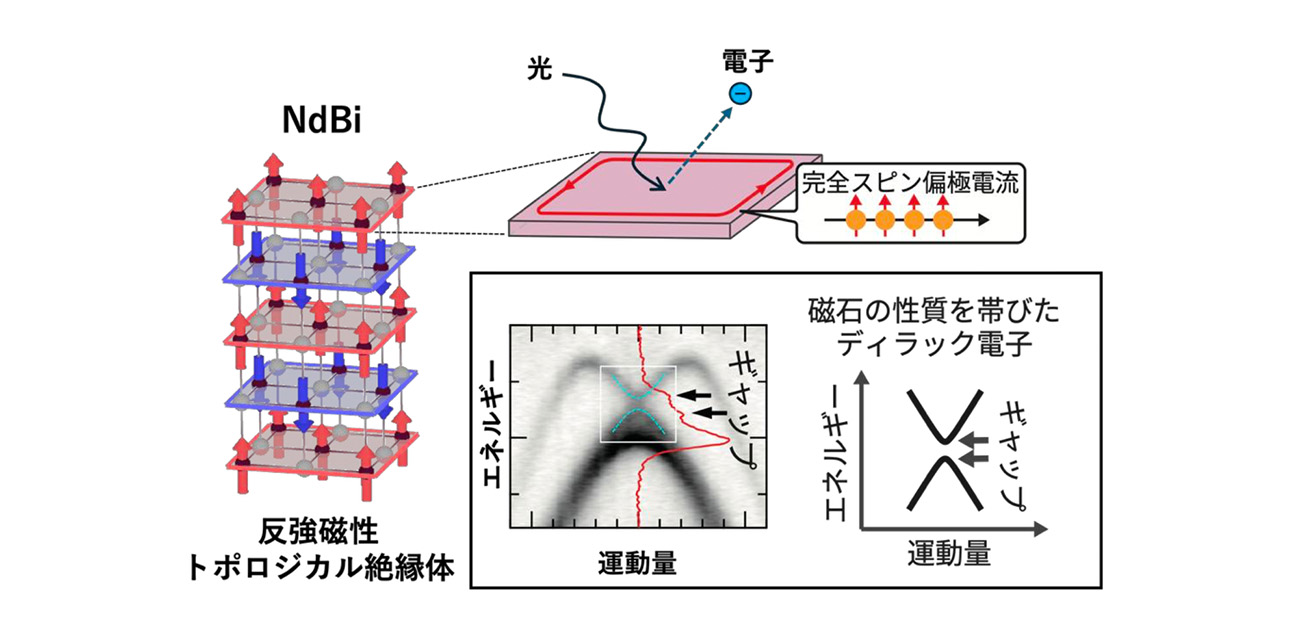 反強磁性体の表面に、磁石の性質を帯びた奇妙な電子が出現